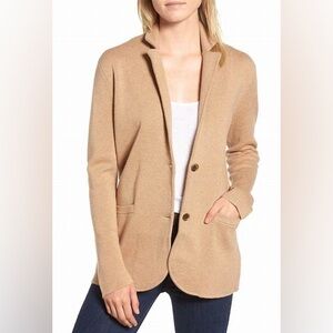 J Crew Tan Knit 100% Cotton Schoolboy Blazer Jacket with Button Closure